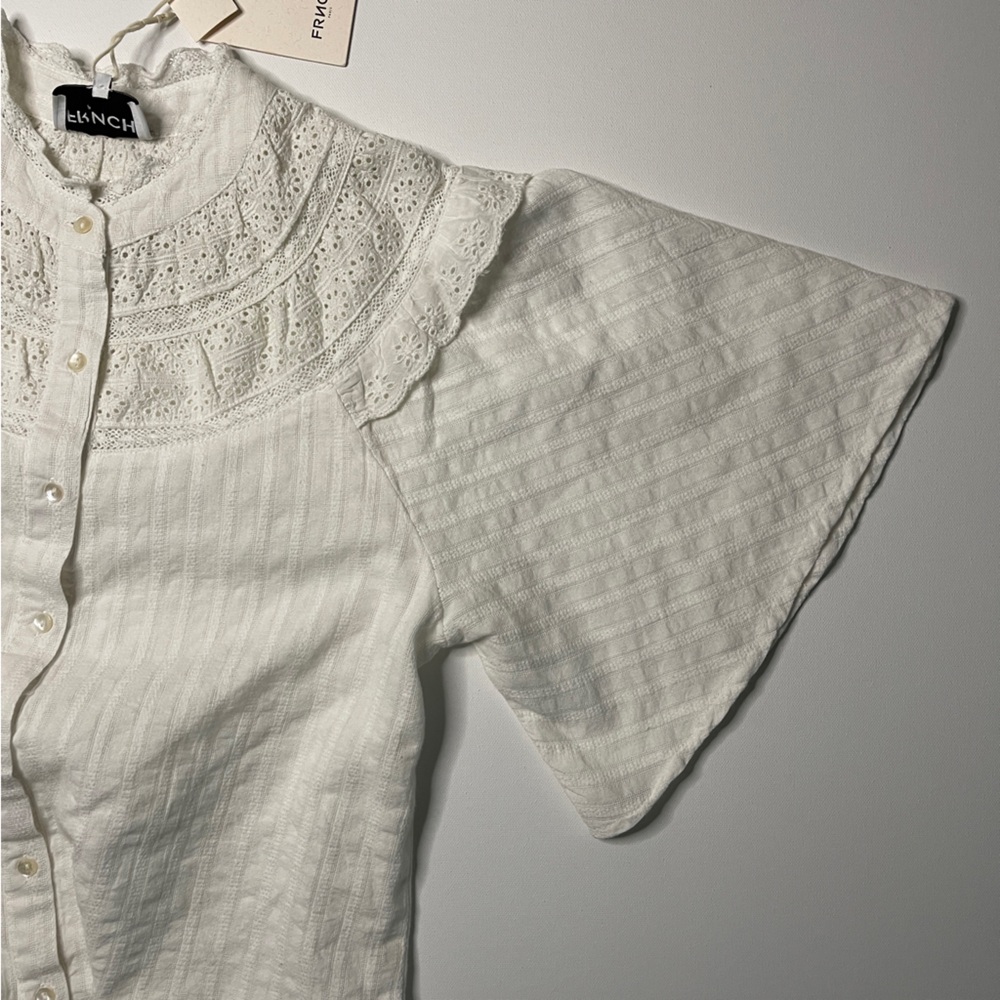 FRNCH Women’s White Romantic Blouse Size Small - Picture 4 of 5